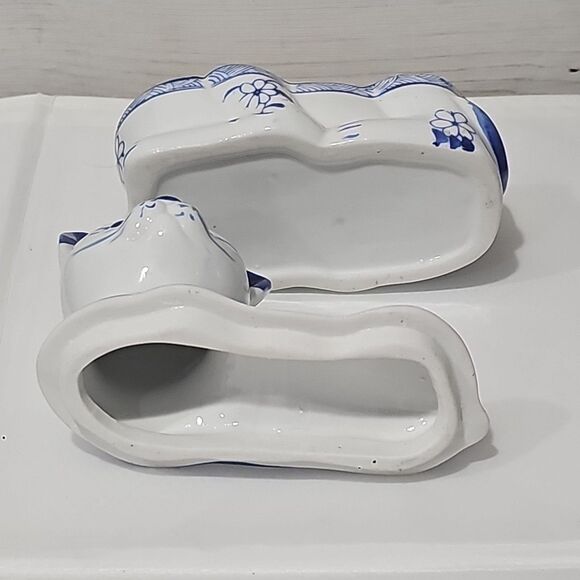 Vintage Blue & White Porcelain Cat Trinket Box Figurine Lidded Chinoiserie... - Picture 7 of 7